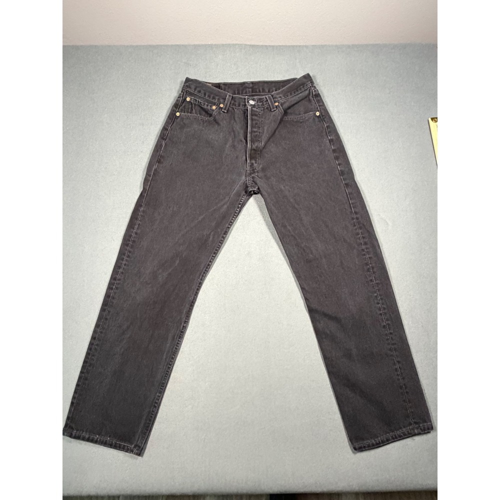 Vintage Levi's 501 0660 Black Denim Jeans Made in USA Men's 33x30 Button Fly
